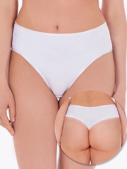 картинка Трусы стринги big size 170-23 (Белый) магазин Одежда+ являющийся официальным дистрибьютором в России 
