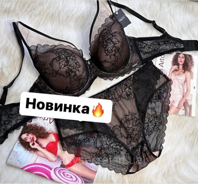 картинка Бюстгальтер бюстье 9424 (Черый с бежевым) магазин Одежда+ являющийся официальным дистрибьютором в России 